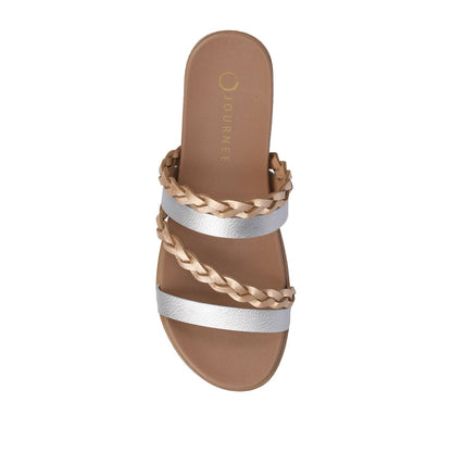 Journee COLETTE SLIDE SANDALS IN VEGAN LEATHER - Silver