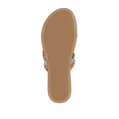 Journee COLETTE SLIDE SANDALS IN VEGAN LEATHER - Silver