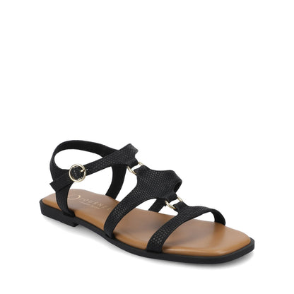 Journee BRILEY ANKLE STRAP SANDALS - Black Lizard