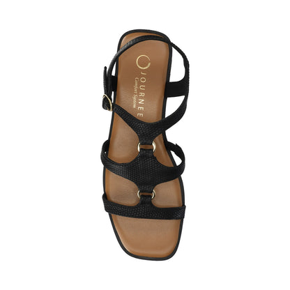 Journee BRILEY ANKLE STRAP SANDALS - Black Lizard