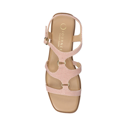 Journee BRILEY ANKLE STRAP SANDALS - Pink Lizard
