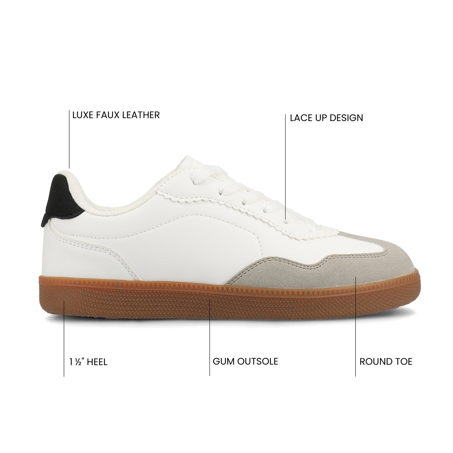Journee LUMMIE CASUAL LACE UP SNEAKERS - White PU