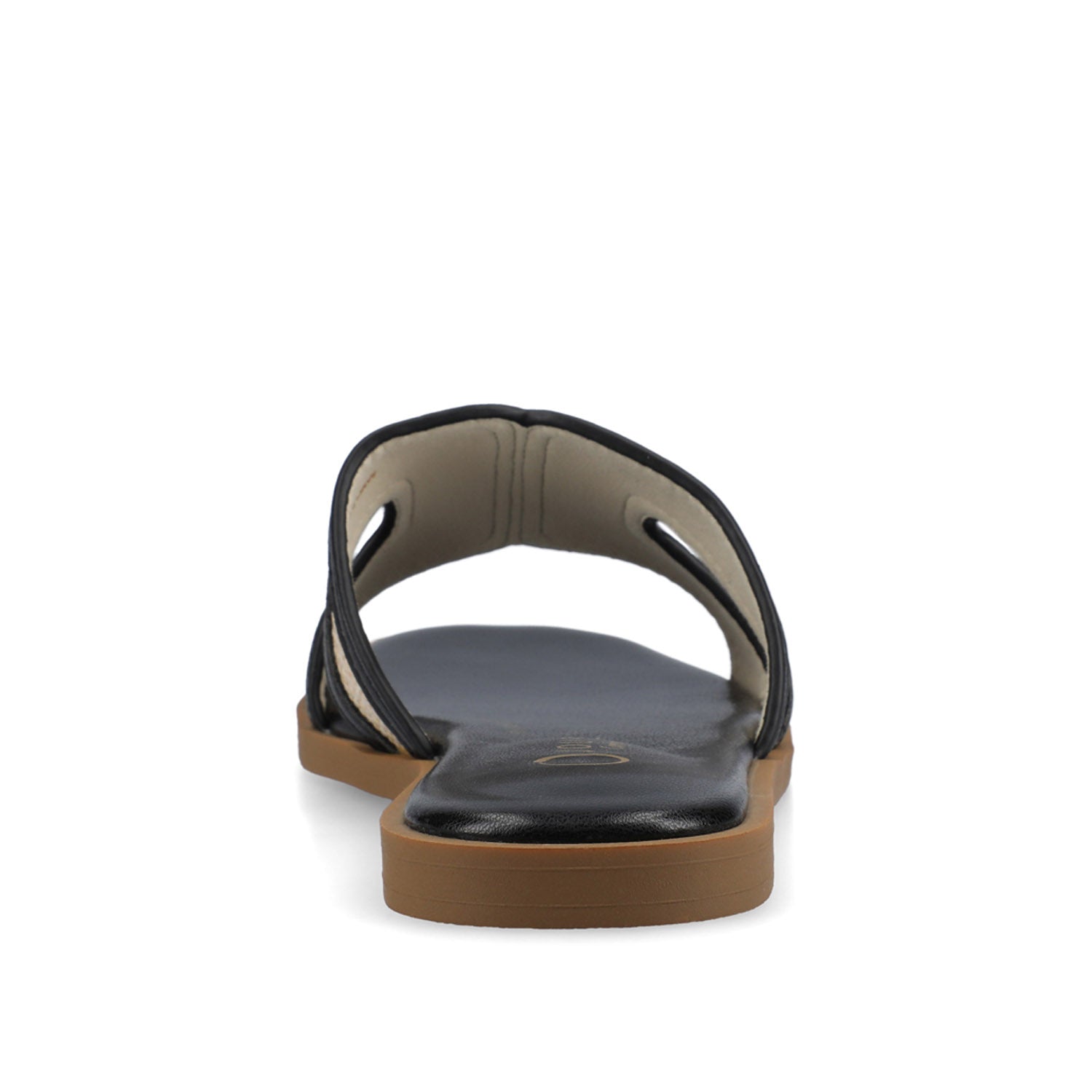 Journee PRIMAH FLAT SANDALS - Black/Natural Raffia