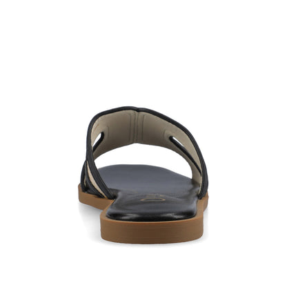 Journee PRIMAH FLAT SANDALS - Black/Natural Raffia