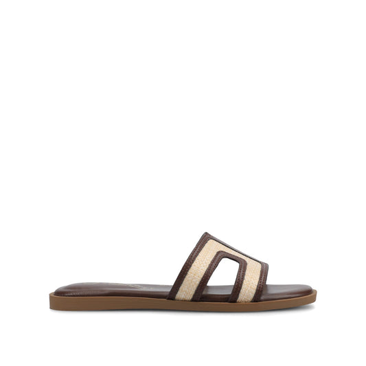 Journee PRIMAH FLAT SANDALS - Chocolate Raffia