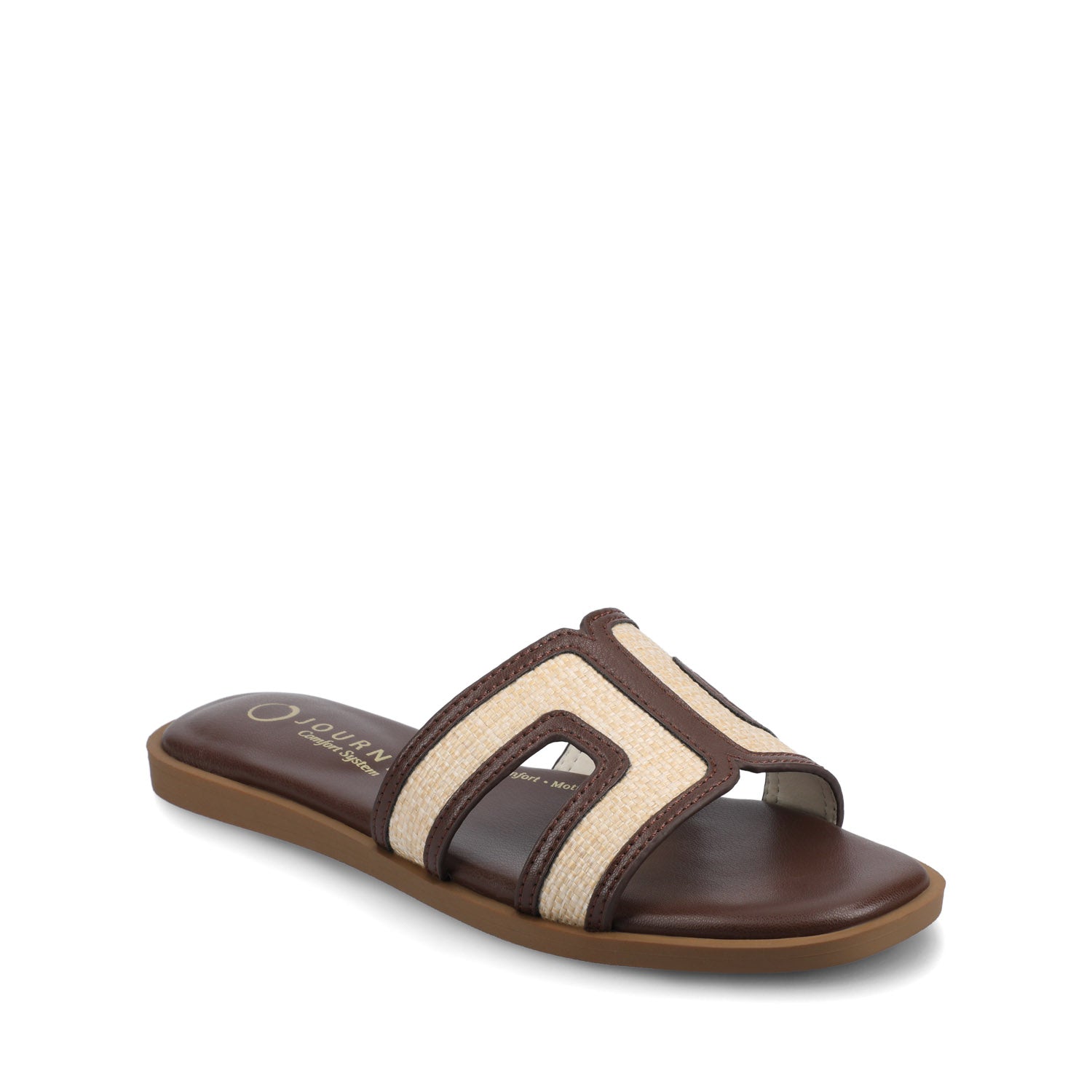 Journee PRIMAH FLAT SANDALS - Chocolate Raffia