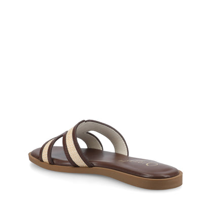 Journee PRIMAH FLAT SANDALS - Chocolate Raffia