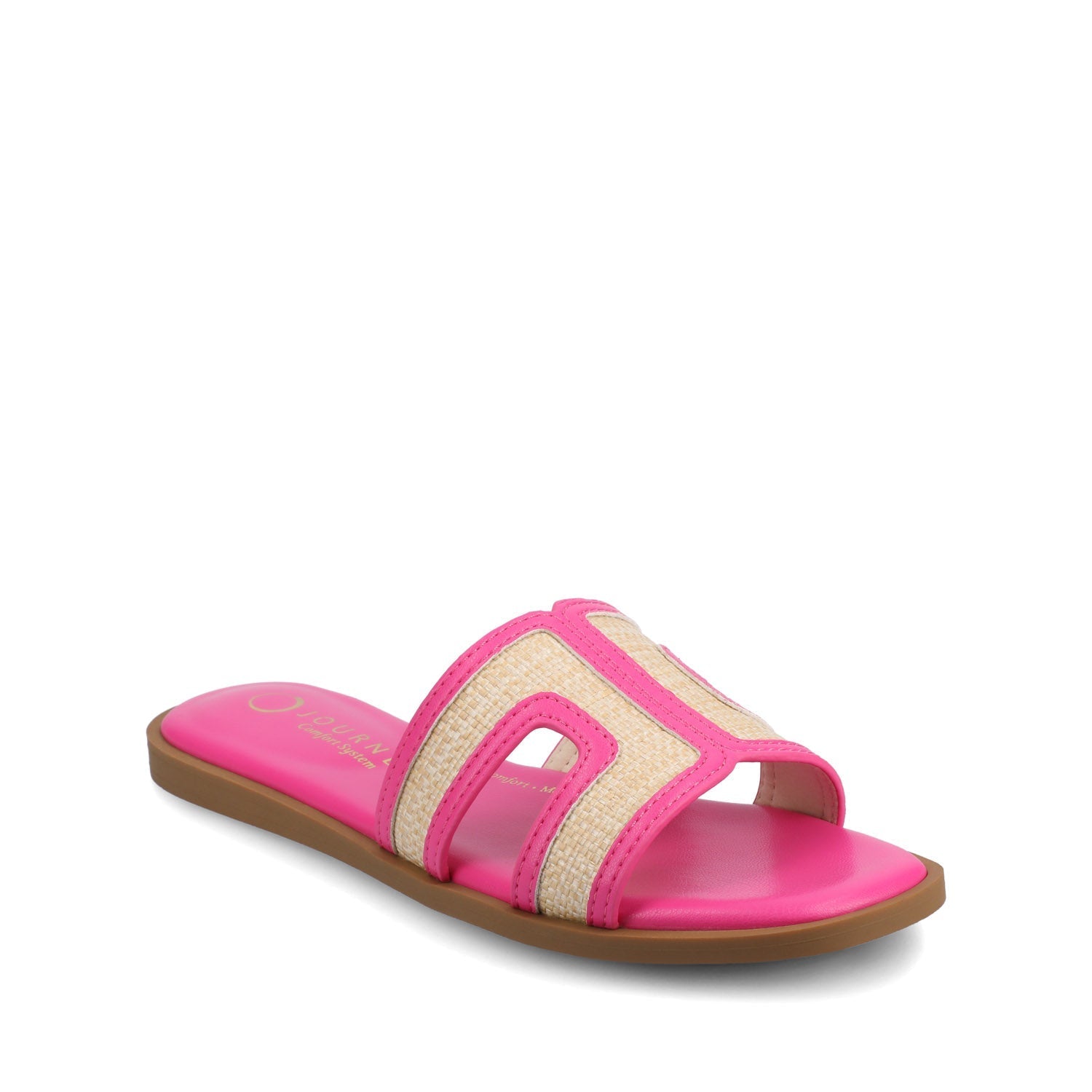 Journee PRIMAH FLAT SANDALS - Fuschia Raffia