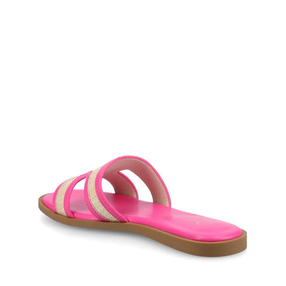Journee PRIMAH FLAT SANDALS - Fuschia Raffia