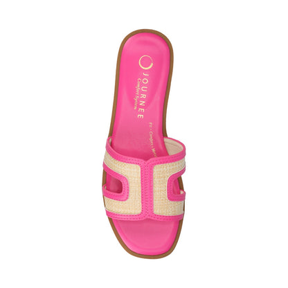 Journee PRIMAH FLAT SANDALS - Fuschia Raffia