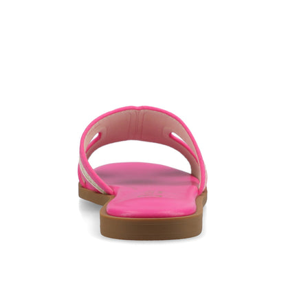 Journee PRIMAH FLAT SANDALS - Fuschia Raffia
