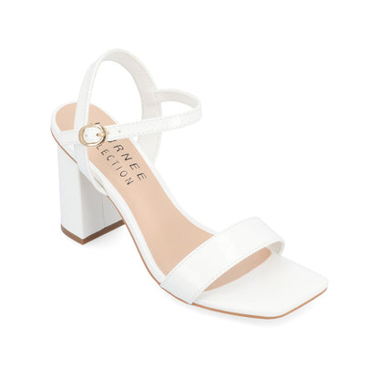 Journee TIVONA STRAPPY BLOCK HEELS IN VEGAN LEATHER - White