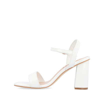 Journee TIVONA STRAPPY BLOCK HEELS IN VEGAN LEATHER - White