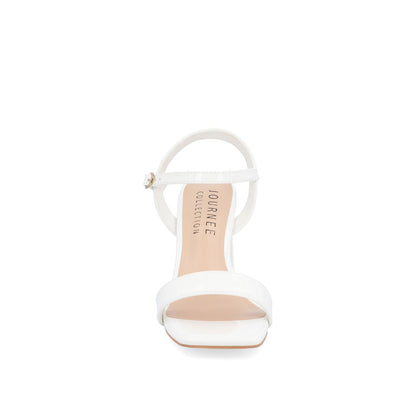 Journee TIVONA STRAPPY BLOCK HEELS IN VEGAN LEATHER - White