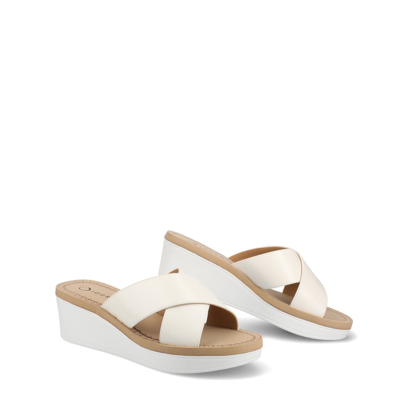 Journee Biara Platform Wedge Sandals - White