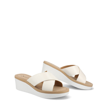 Journee Biara Platform Wedge Sandals - White