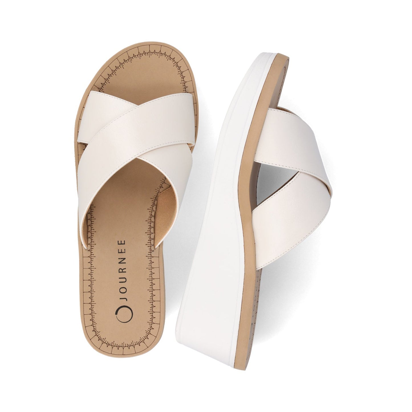 Journee Biara Platform Wedge Sandals - White