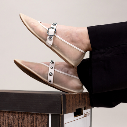 Journee NAVEAH BALLET FLATS - Bone Mesh