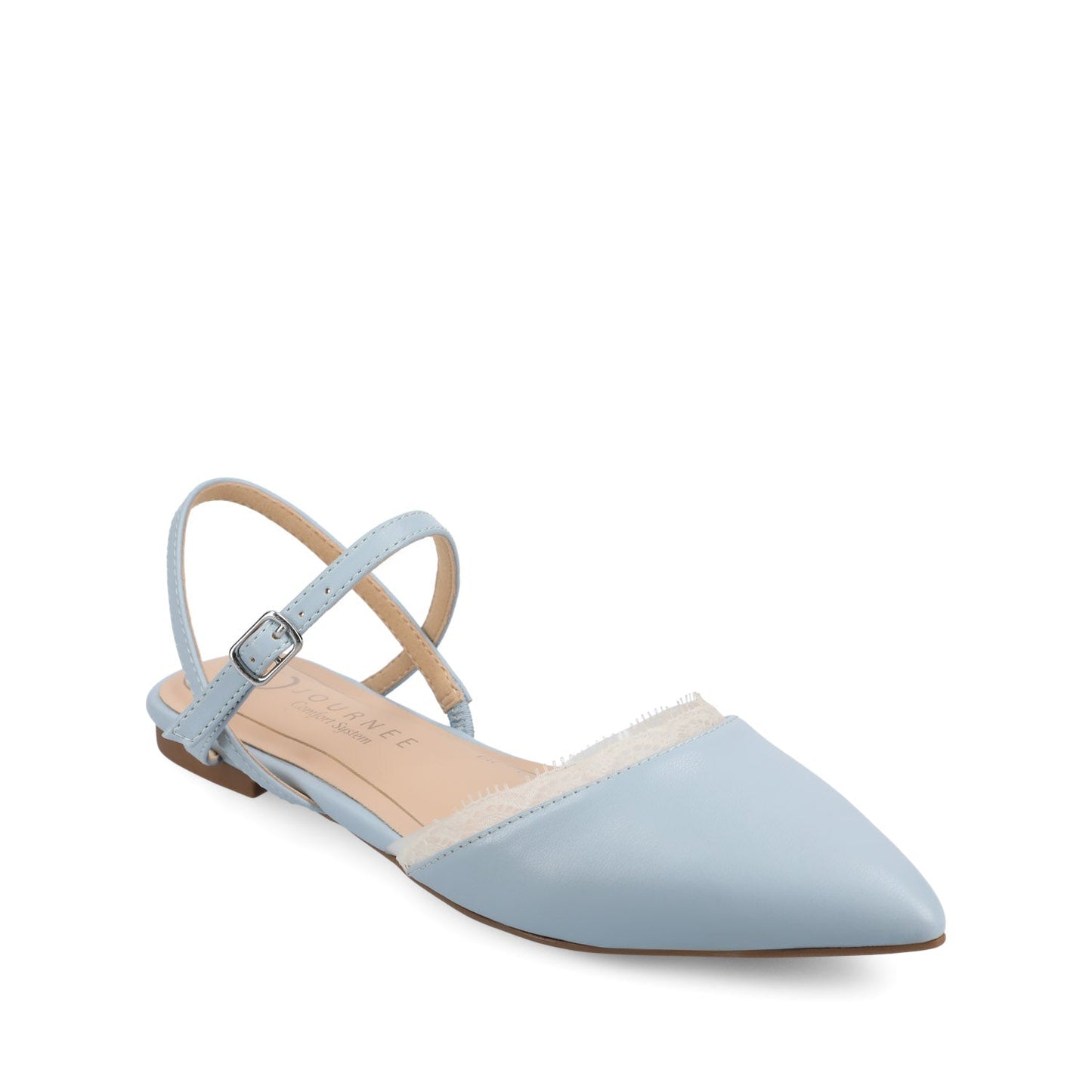 Journee MARTINE SLINGBACK FLATS IN VEGAN LEATHER - Sky Blue Lace