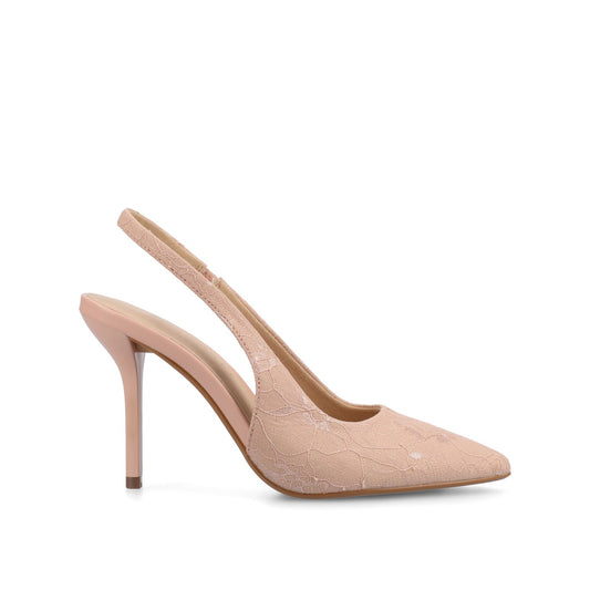 Journee ELENNEY SLINGBACK STILETTO HEELS IN STATEMENT - Blush Lace