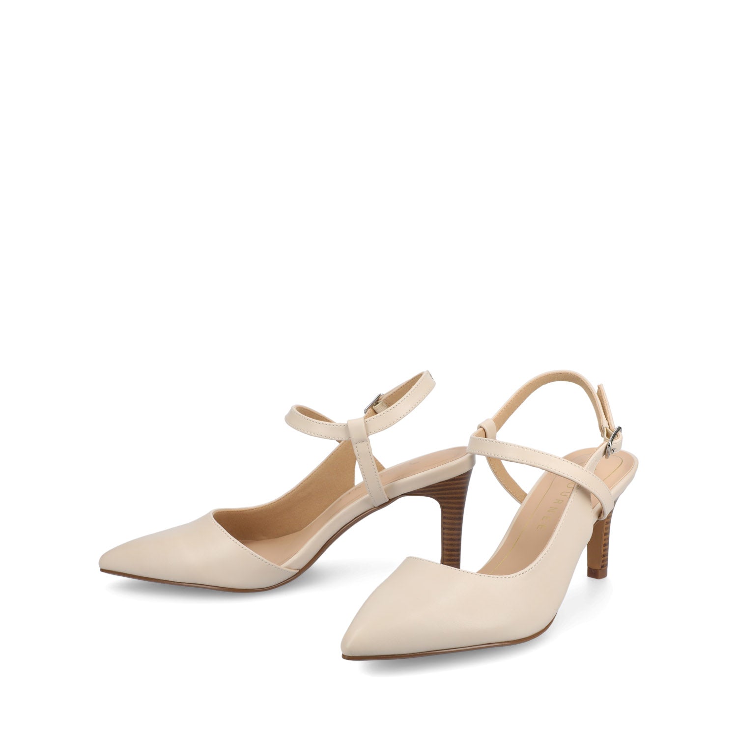 Journee SCIPIO STILETTO PUMP HEELS IN WIDE - Bone PU