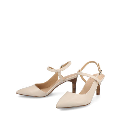 Journee SCIPIO STILETTO PUMP HEELS IN WIDE - Bone PU