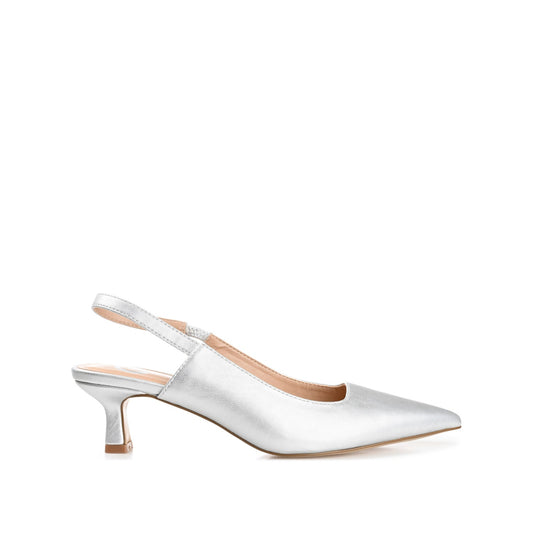 Journee PAULINA SLINGBACK KITTEN HEELS IN PATENT - Silver PU