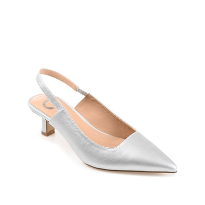 Journee PAULINA SLINGBACK KITTEN HEELS IN PATENT - Silver PU