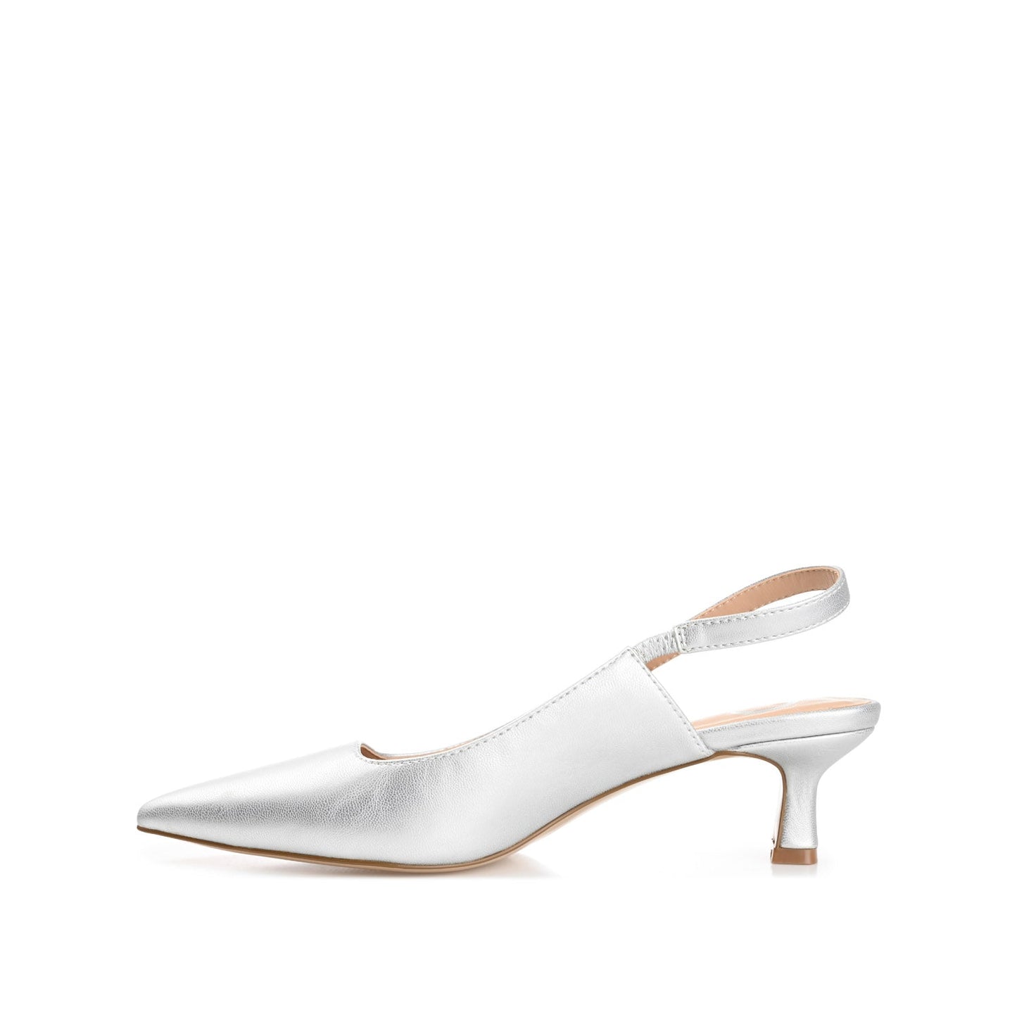Journee PAULINA SLINGBACK KITTEN HEELS IN PATENT - Silver PU