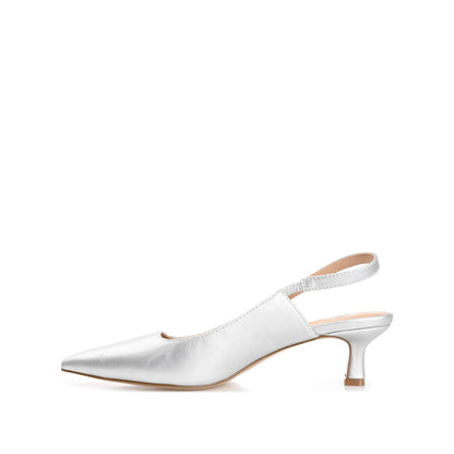 Journee PAULINA SLINGBACK KITTEN HEELS IN PATENT - Silver PU