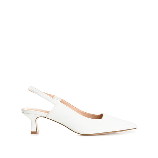 Journee PAULINA SLINGBACK KITTEN HEELS IN PATENT - White