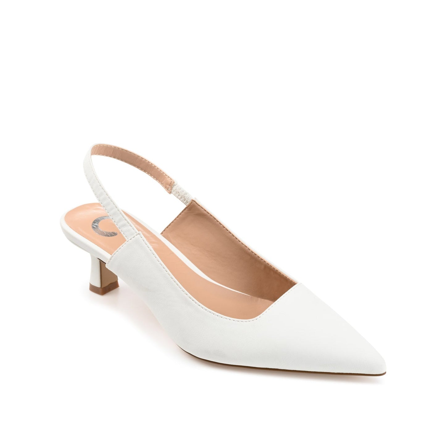 Journee PAULINA SLINGBACK KITTEN HEELS IN PATENT - White