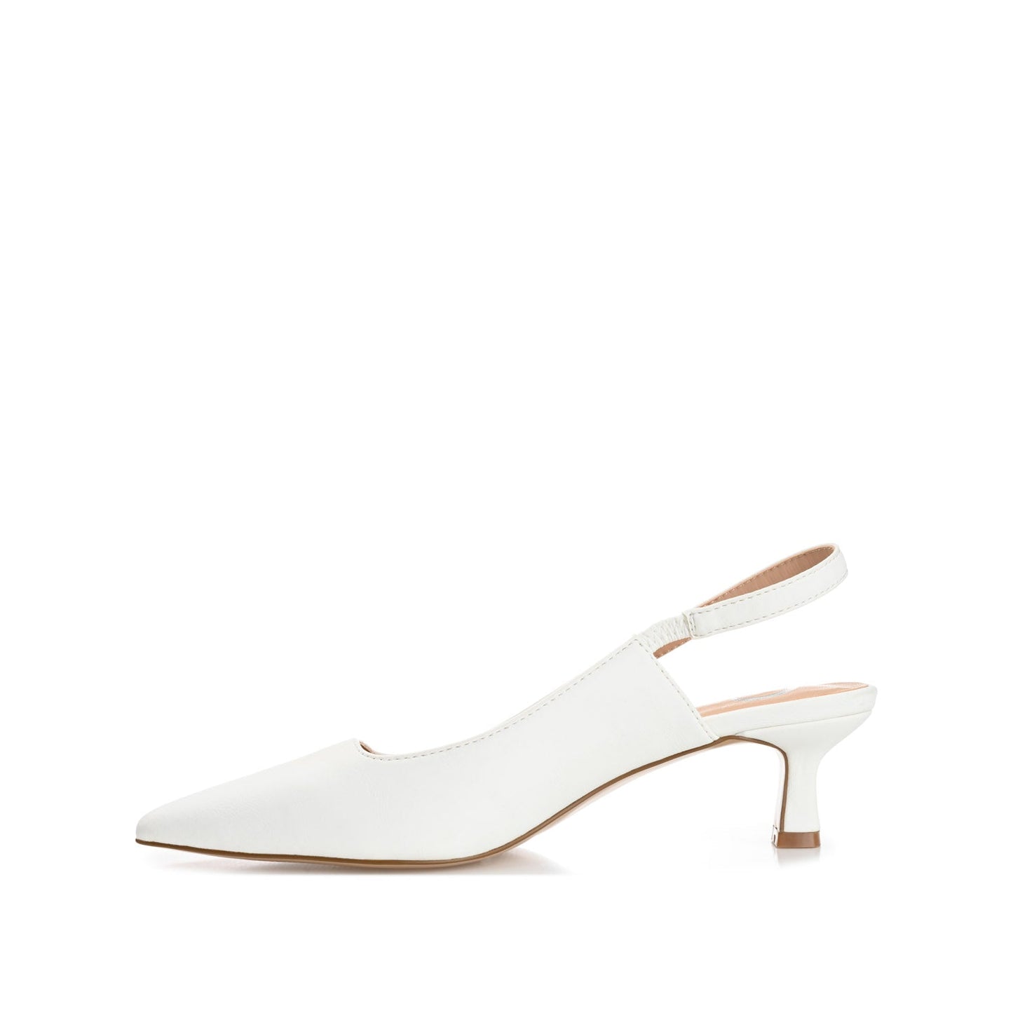 Journee PAULINA SLINGBACK KITTEN HEELS IN PATENT - White