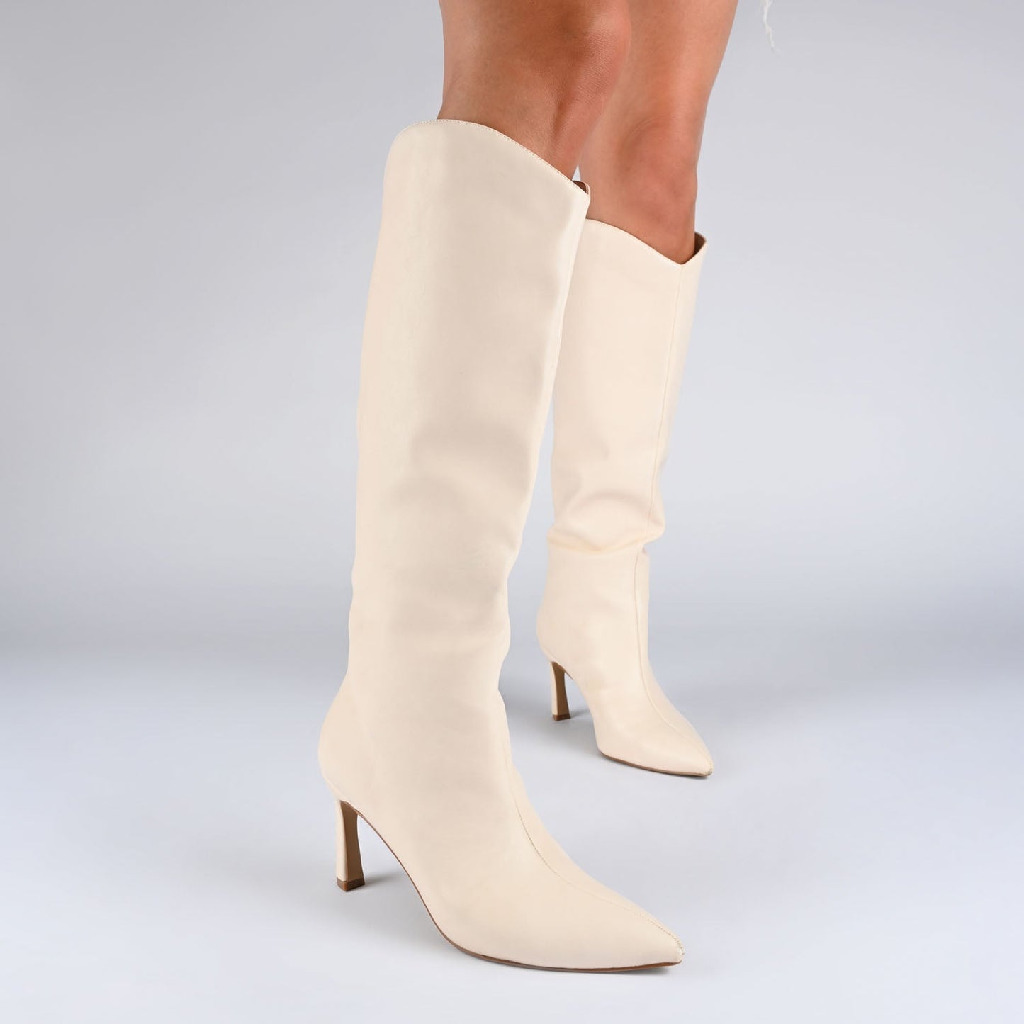 Journee REHELA KNEE HIGH BOOTS IN VEGAN LEATHER - Bone