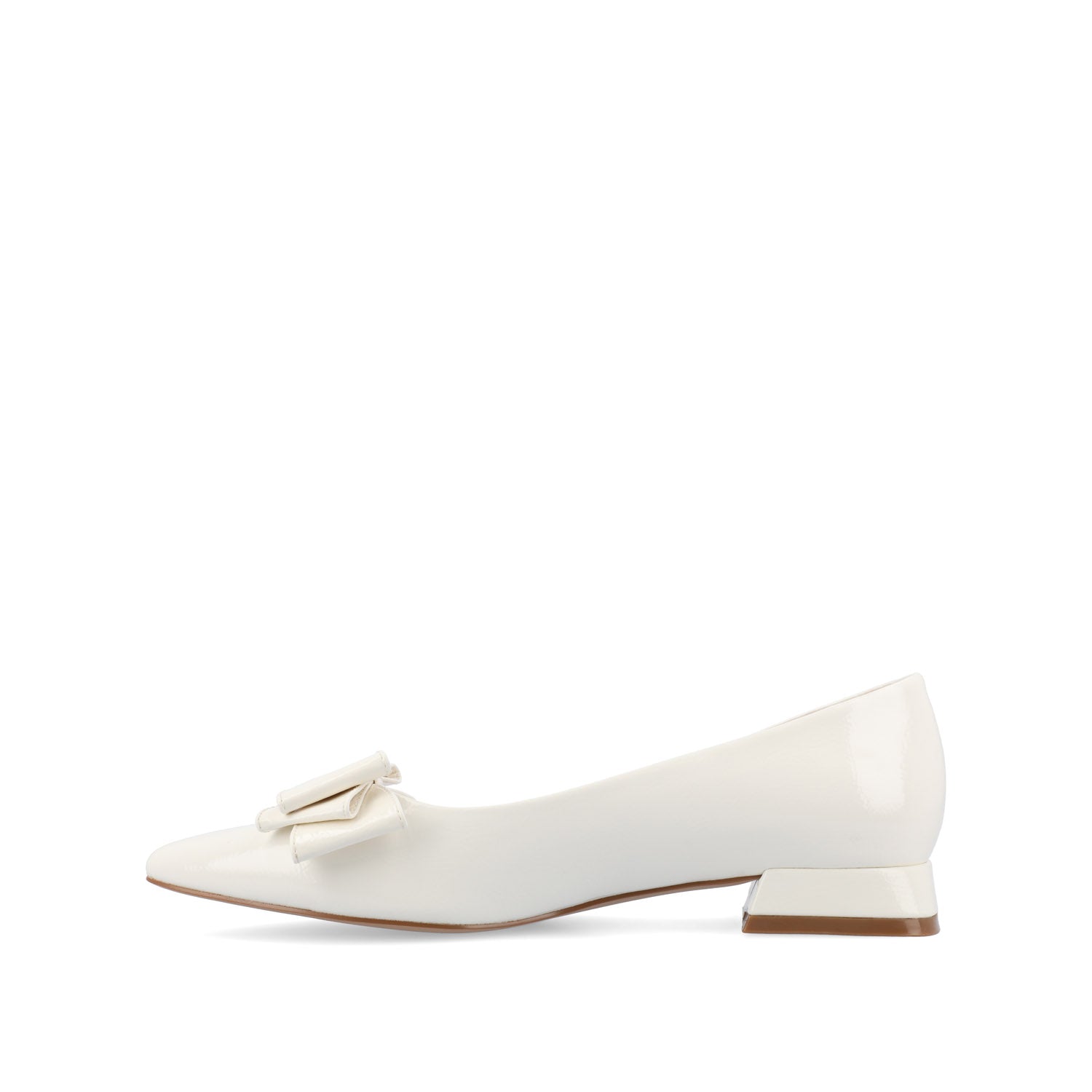 Journee OPHELIA LOW BLOCK BALLET FLATS VEGAN LEATHER - Patent/White