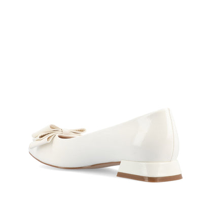 Journee OPHELIA LOW BLOCK BALLET FLATS VEGAN LEATHER - Patent/White