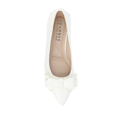 Journee OPHELIA LOW BLOCK BALLET FLATS VEGAN LEATHER - Patent/White