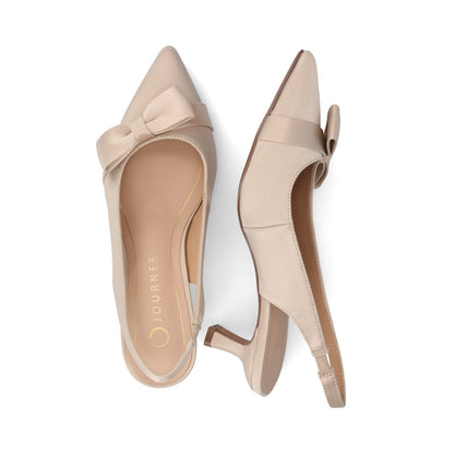 Journee PALOMA SLINGBACK KITTEN HEELS - Champagne Satin