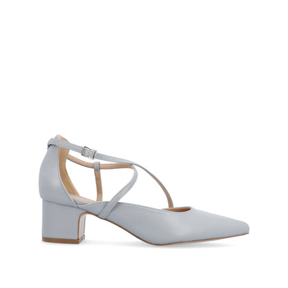 Journee GALVINN LOW BLOCK HEELS IN VEGAN LEATHER - Blue PU