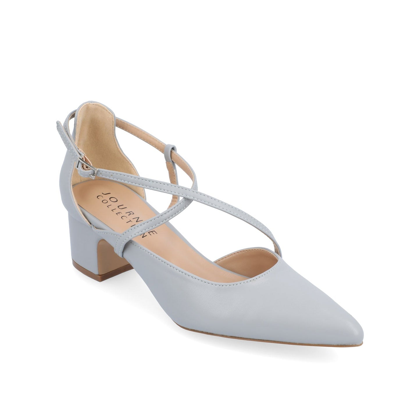 Journee GALVINN LOW BLOCK HEELS IN VEGAN LEATHER - Blue PU