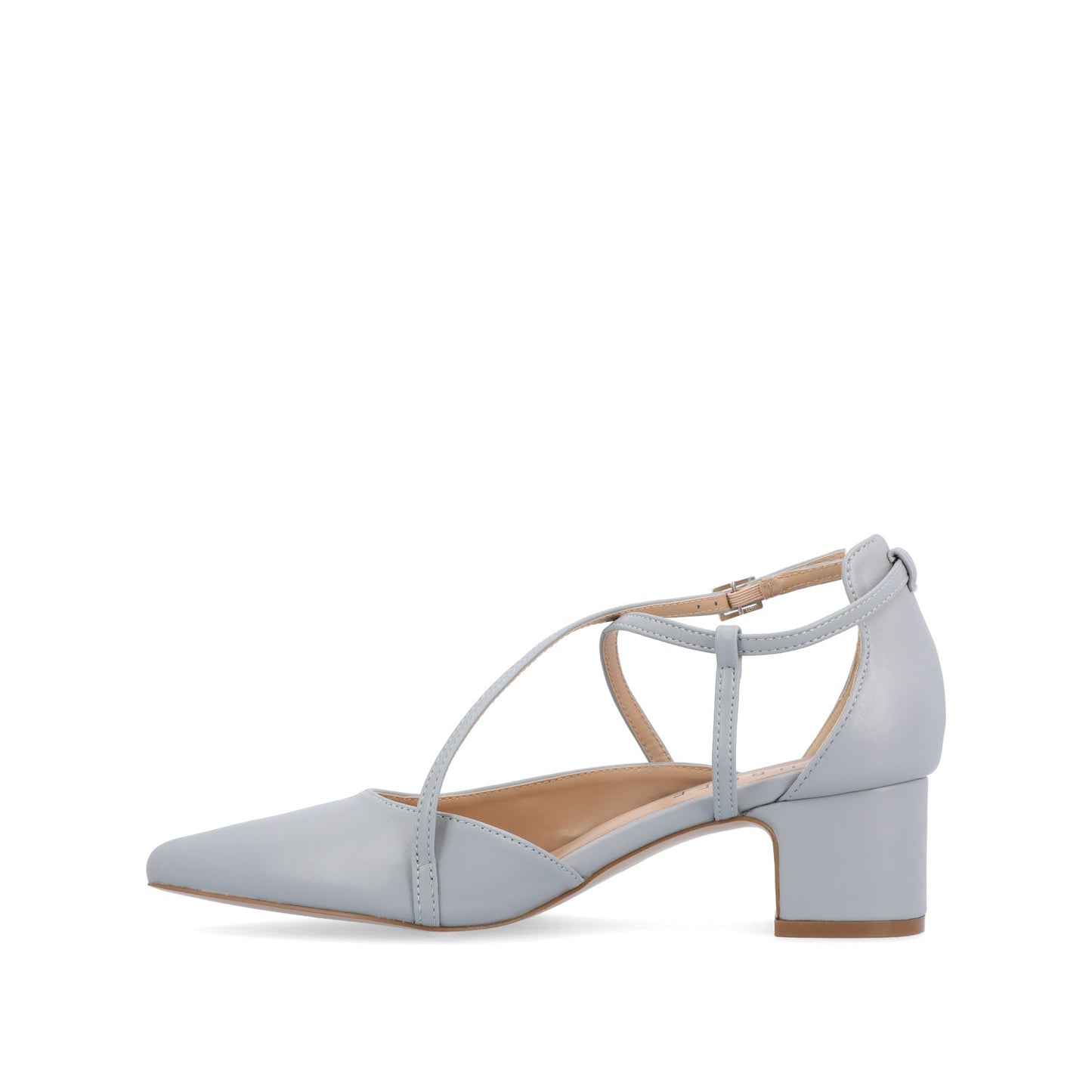 Journee GALVINN LOW BLOCK HEELS IN VEGAN LEATHER - Blue PU