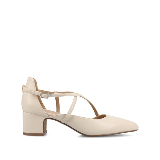 Journee GALVINN LOW BLOCK HEELS IN VEGAN LEATHER - Bone PU