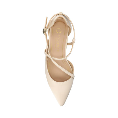 Journee GALVINN LOW BLOCK HEELS IN VEGAN LEATHER - Bone PU