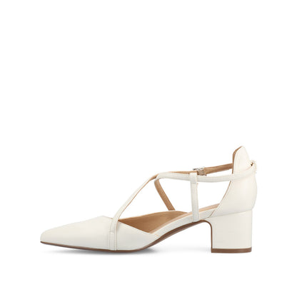 Journee GALVINN LOW BLOCK HEELS IN VEGAN LEATHER - White PU