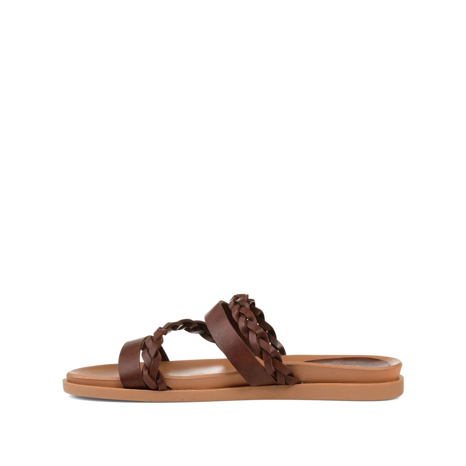 Journee COLETTE SLIDE SANDALS IN VEGAN LEATHER - Brown