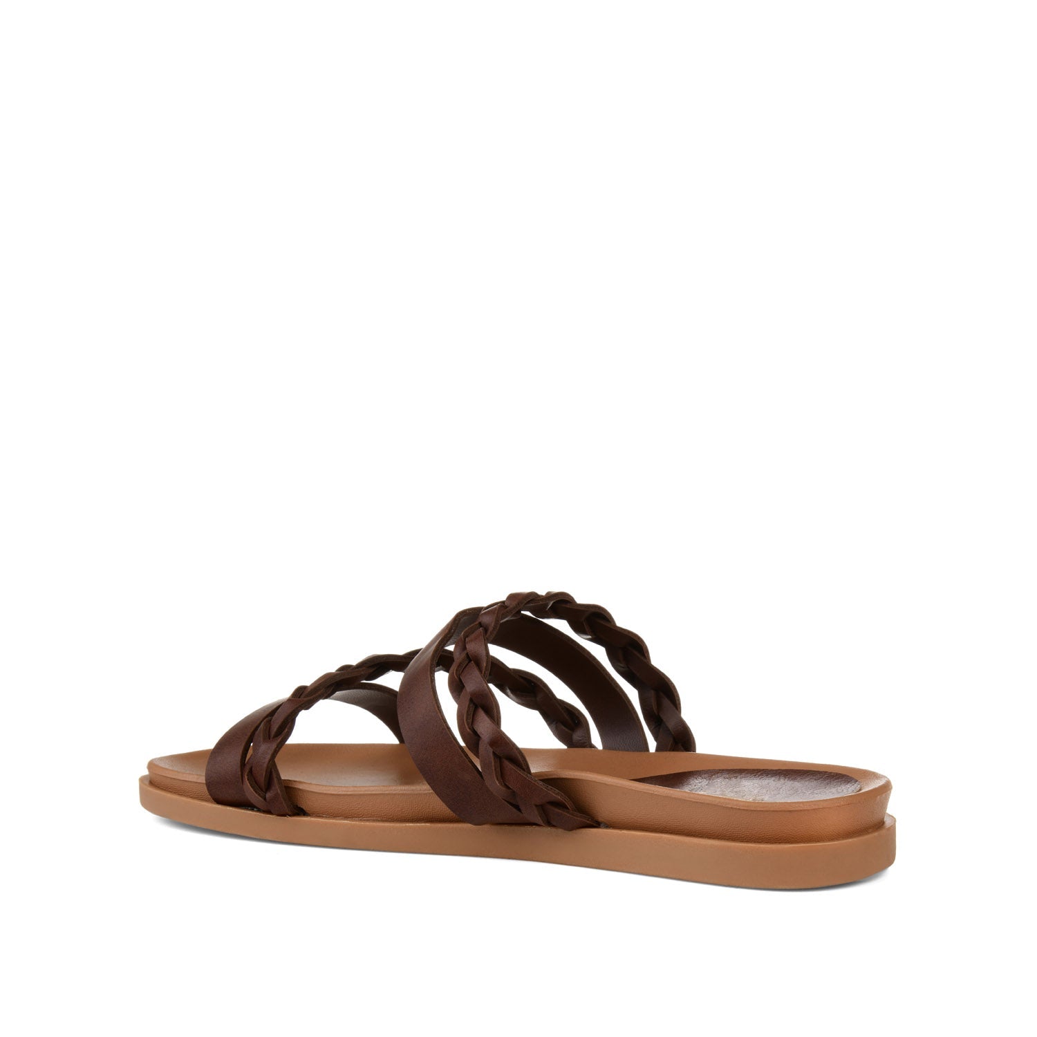 Journee COLETTE SLIDE SANDALS IN VEGAN LEATHER - Brown
