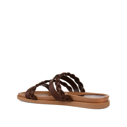 Journee COLETTE SLIDE SANDALS IN VEGAN LEATHER - Brown