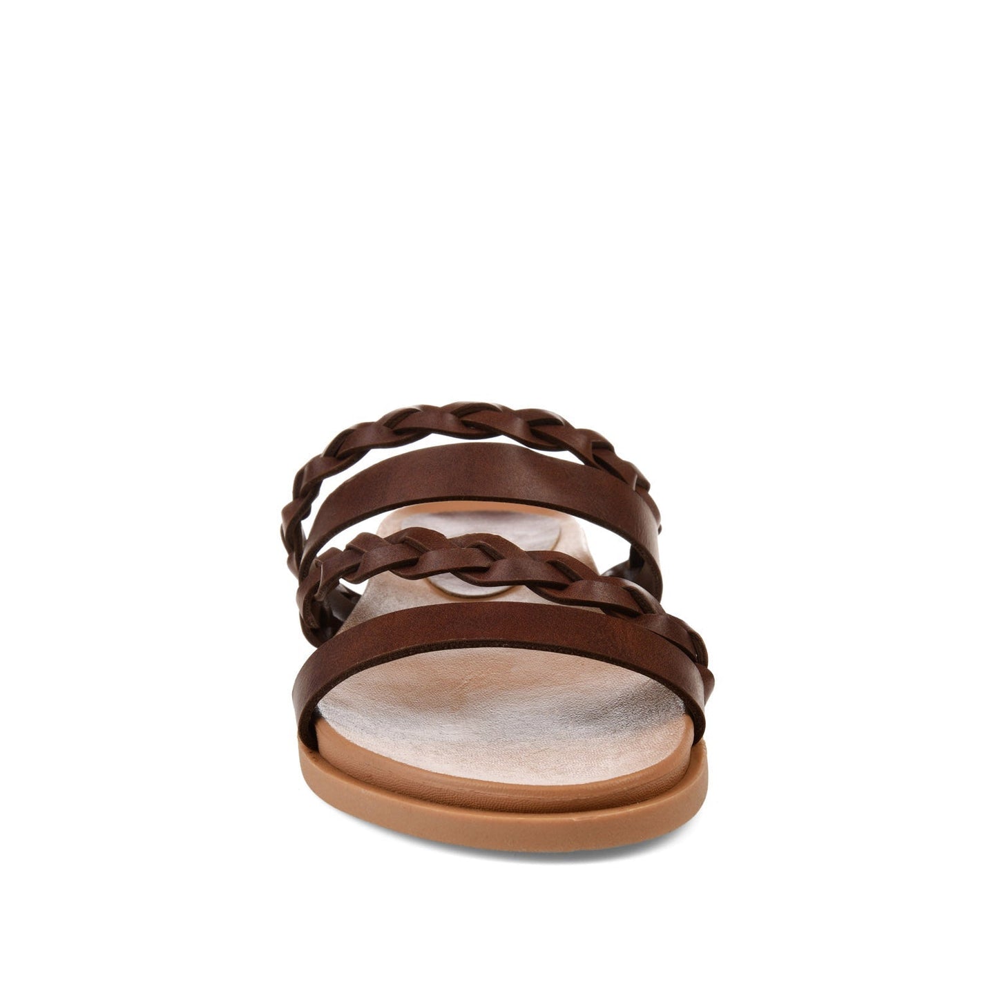 Journee COLETTE SLIDE SANDALS IN VEGAN LEATHER - Brown