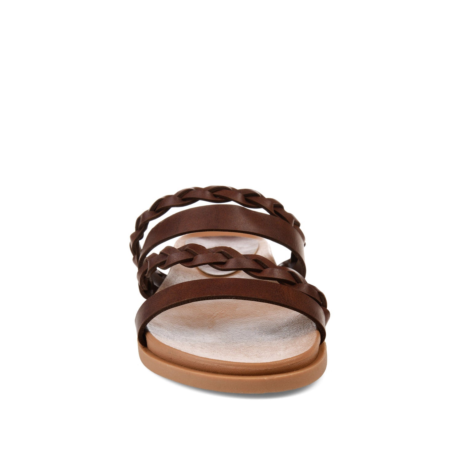 Journee COLETTE SLIDE SANDALS IN VEGAN LEATHER - Brown
