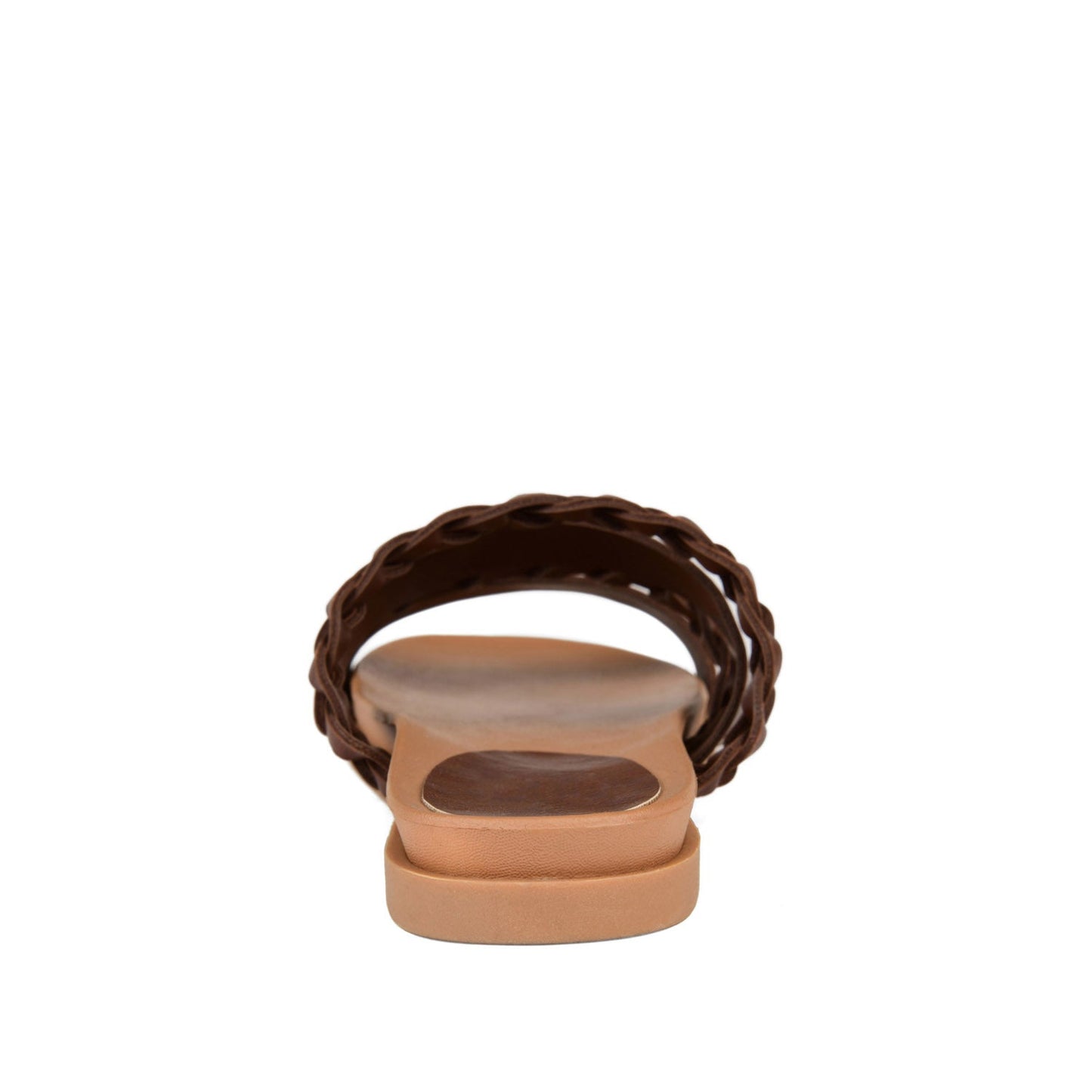Journee COLETTE SLIDE SANDALS IN VEGAN LEATHER - Brown